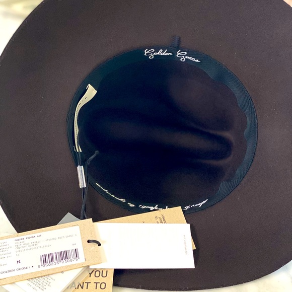 Golden Goose Coffee-brown Golden Collection Fedora hat with studded leather - Picture 5 of 6